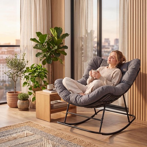 Garden rocking chair - chair, rattan