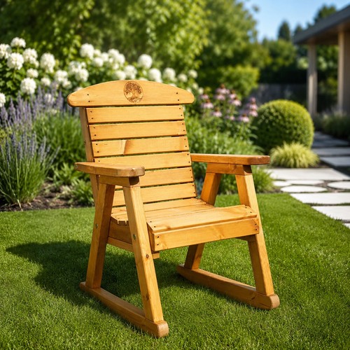 Wooden garden rocking chair - garden,